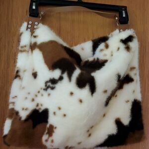 Faux Fur Cow Print Shoulder Bag